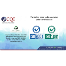 CERTIFICAÇÃO INTEGRADA ISO 9001:2015 + ISO 14001:2015 - ECOPEL